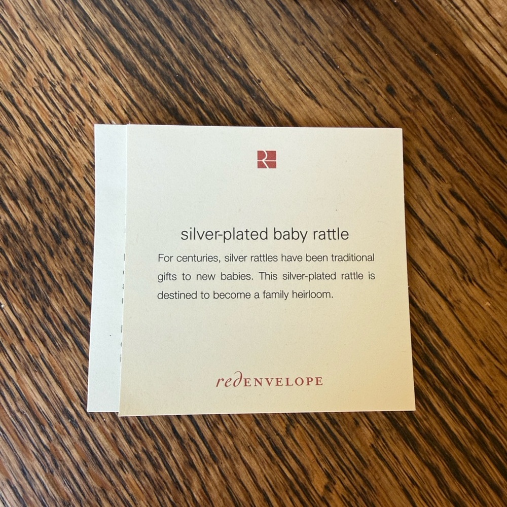 Red Envelope Silver Plated Baby Rattle Classic Dumbbell - Picture 14 of 16